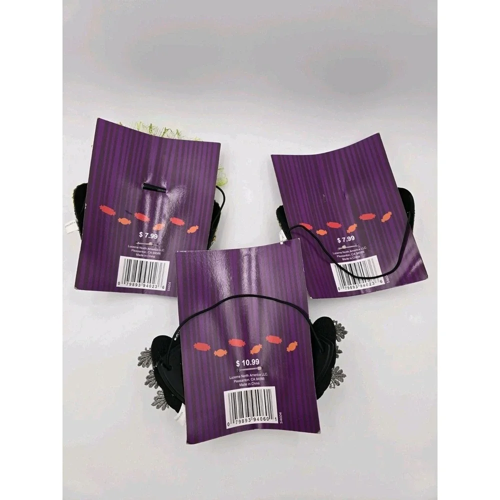 Lot Of 3 Halloween Masquerade Masks Sequin Sparkle Cat Purple Green